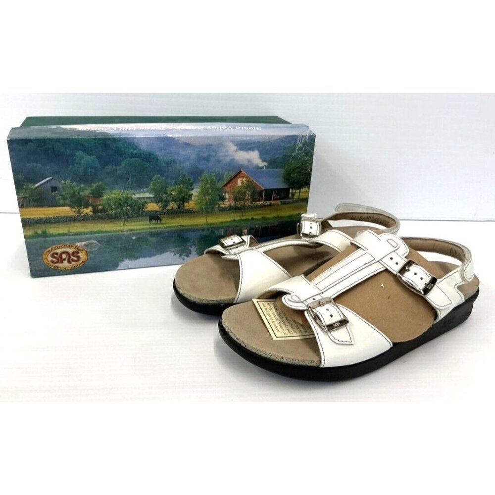 SAS Womens Captiva Sandals 11N White Leather Strappy Comfort Beach Summer NIB